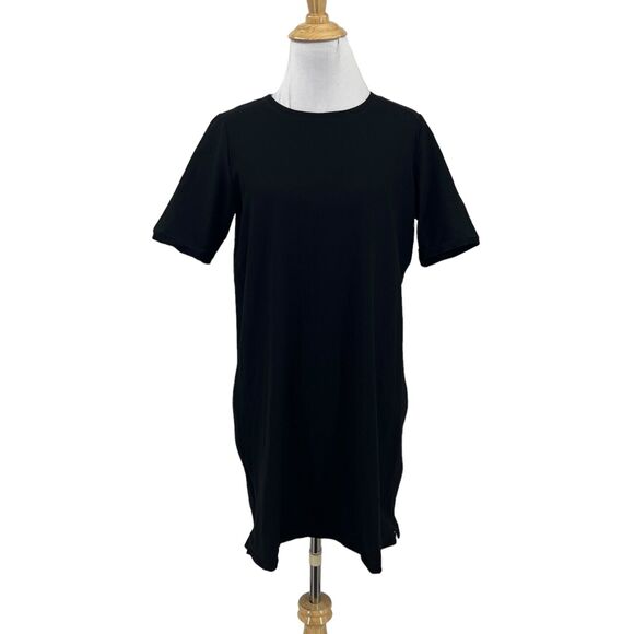 Eileen Fisher Tunic Women SP Petite Small Black Crew Neck Side Zips Short Sleeve - Picture 1 of 13